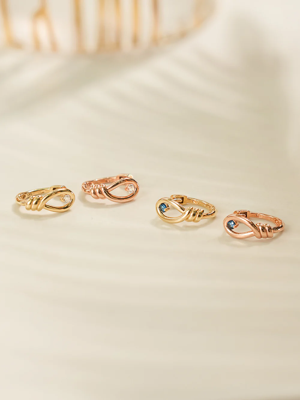 14K Gold Rope Cubic Cartilage Hoop Earring - Image 5