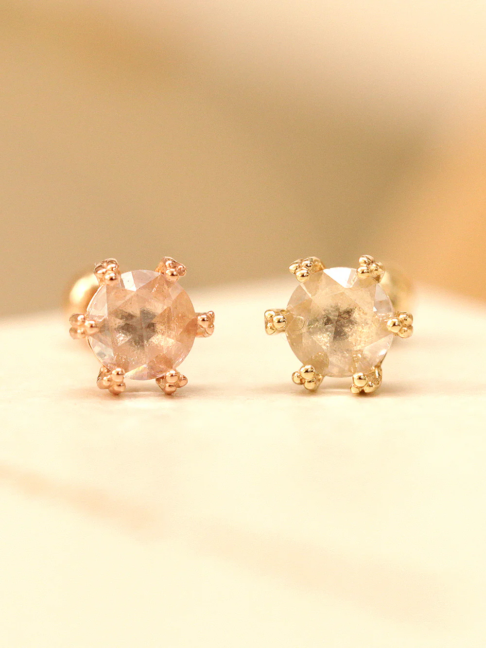 14K Gold 6 Prong Rose Cut Cubic Cartilage Earring 20G18G