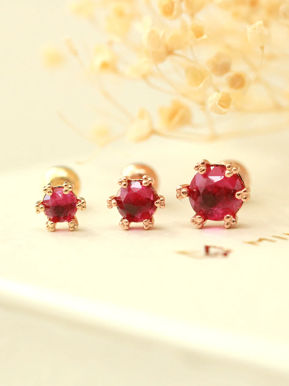 14K Gold 6 Prong Rose Cut Cubic Cartilage Earring 20G18G - Image 12