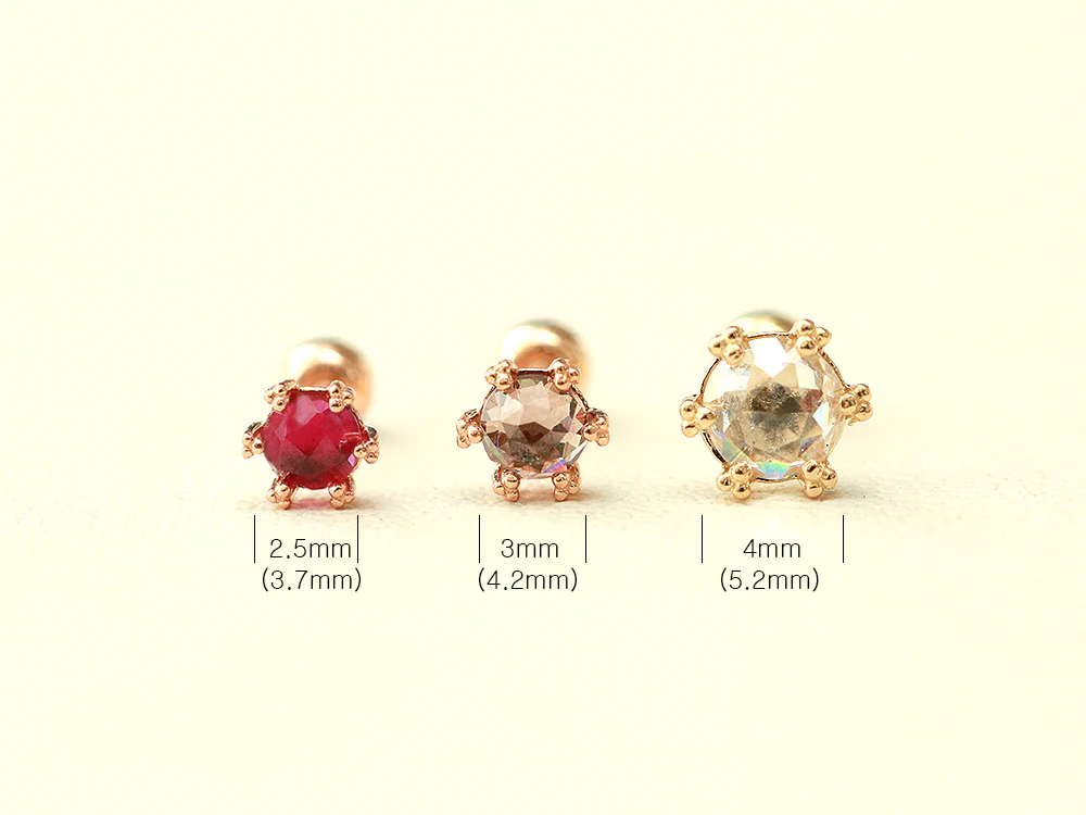 14K Gold 6 Prong Rose Cut Cubic Cartilage Earring 20G18G - Image 15
