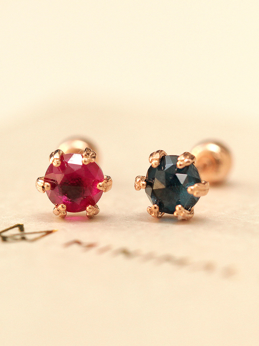 14K Gold 6 Prong Rose Cut Cubic Cartilage Earring 20G18G - Image 8
