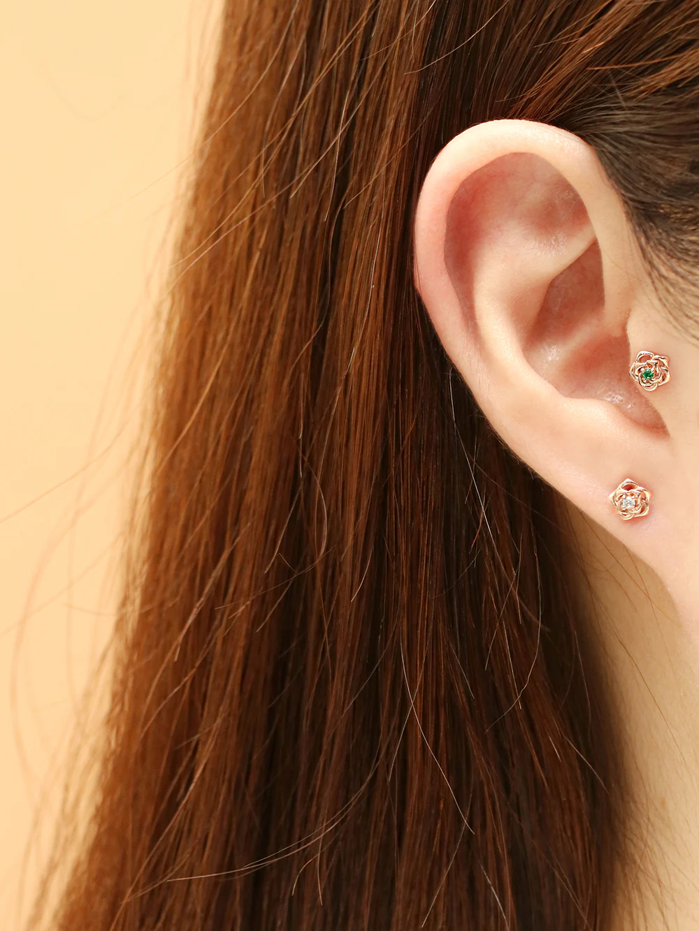 14K Gold Rose Flower Cubic Cartilage Earring 18G16G - Image 13