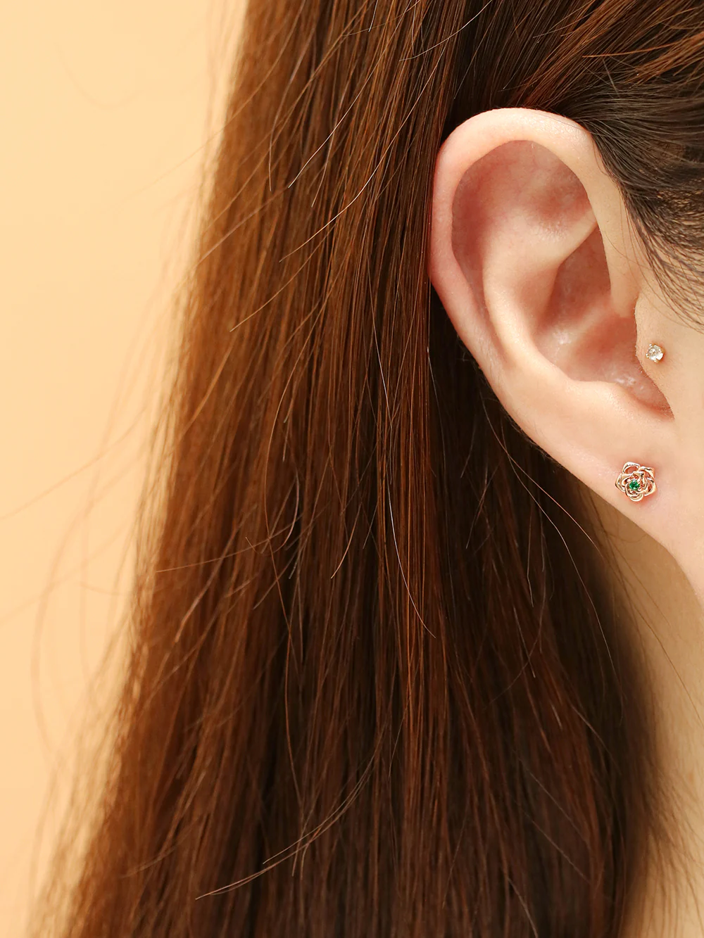 14K Gold Rose Flower Cubic Cartilage Earring 18G16G - Image 4