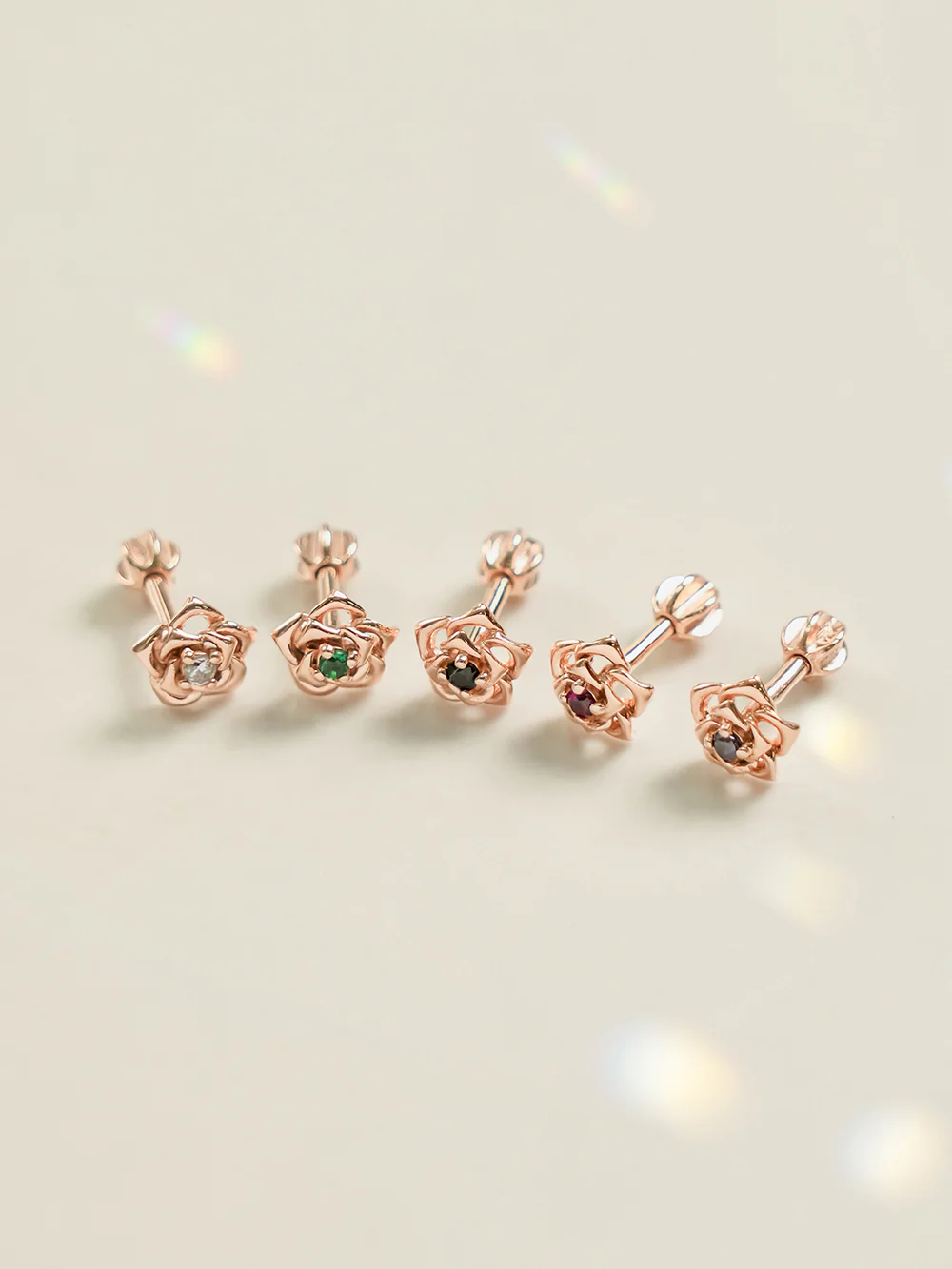 14K Gold Rose Flower Cubic Cartilage Earring 18G16G - Image 9