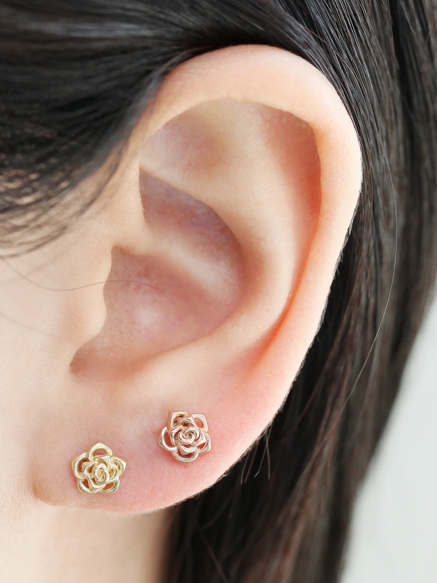 14K Gold Rose Flower Labret Piercing 18G16G - Image 8