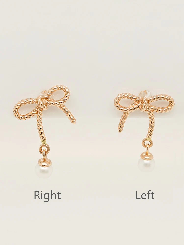 14K Gold Rose Ribbon Freshwater Pearl Drop Cartilage Earring 18G16G - Image 18