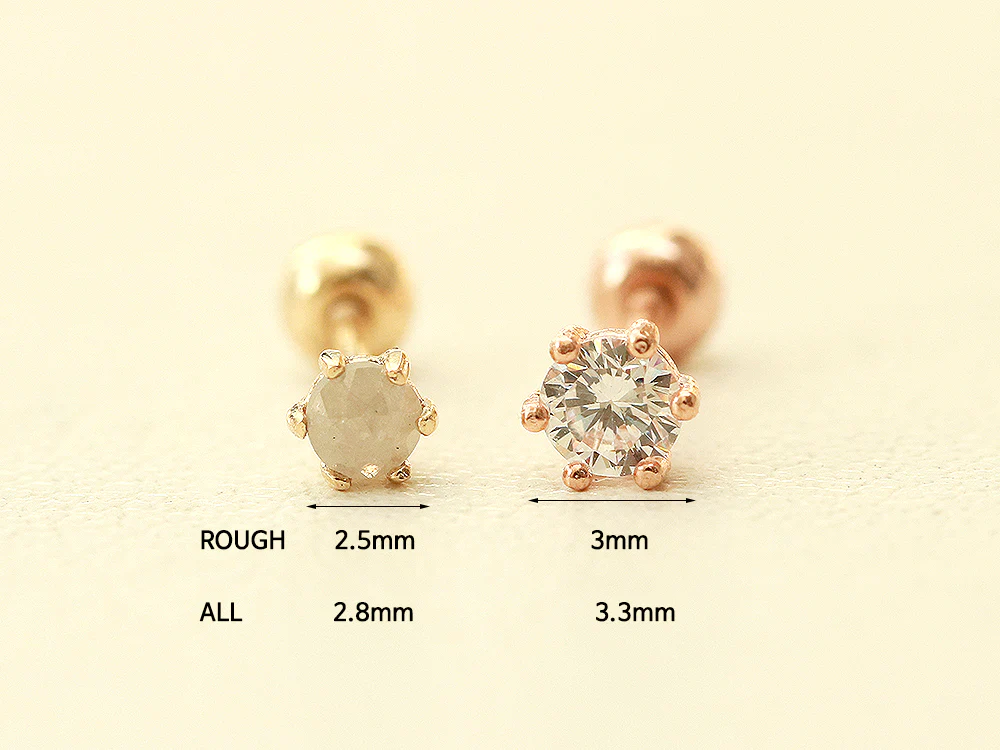 14K Gold Rough Diamond Cartilage Earring 20G - Image 11