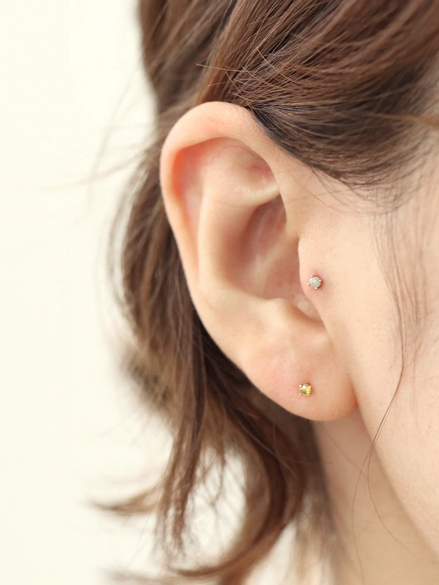 14K Gold Rough Diamond Cartilage Earring 2mm 18G16G - Image 5