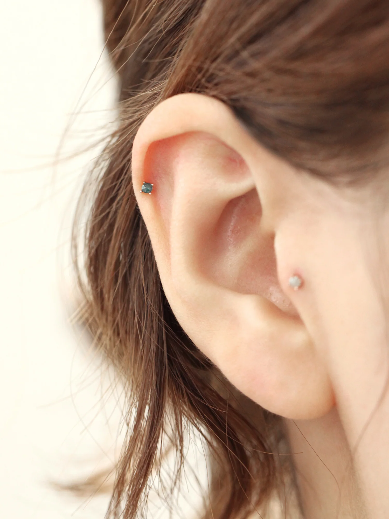 14K Gold Rough Diamond Cartilage Earring 2mm 18G16G - Image 6