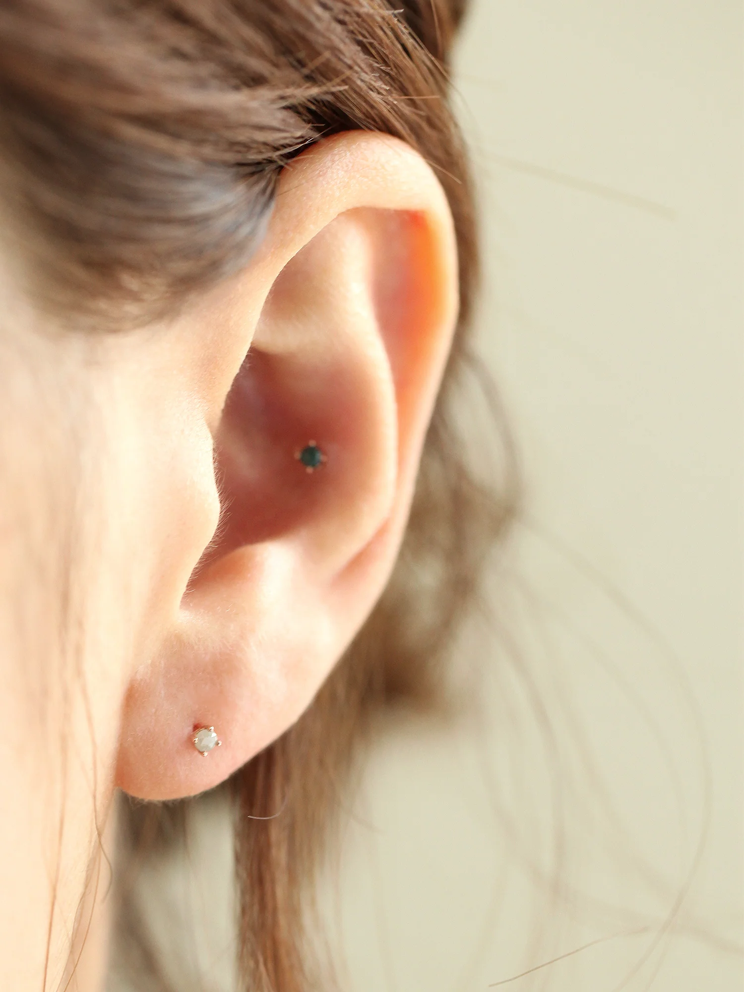 14K Gold Rough Diamond Cartilage Earring 2mm 18G16G - Image 8