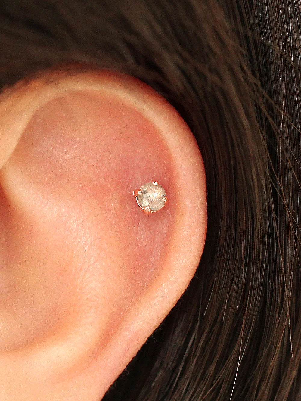 14K Gold Daily Rough Diamond Cartilage Earring 3mm 20G18G16G - Image 10