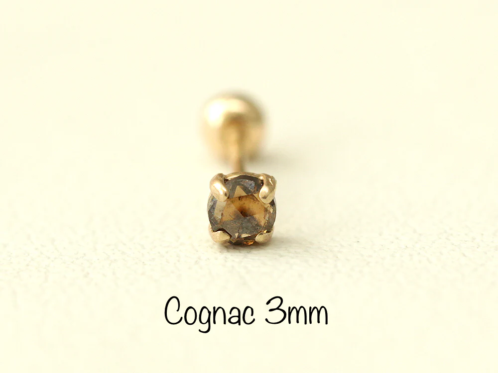14K Gold Daily Rough Diamond Cartilage Earring 3mm 20G18G16G - Image 13