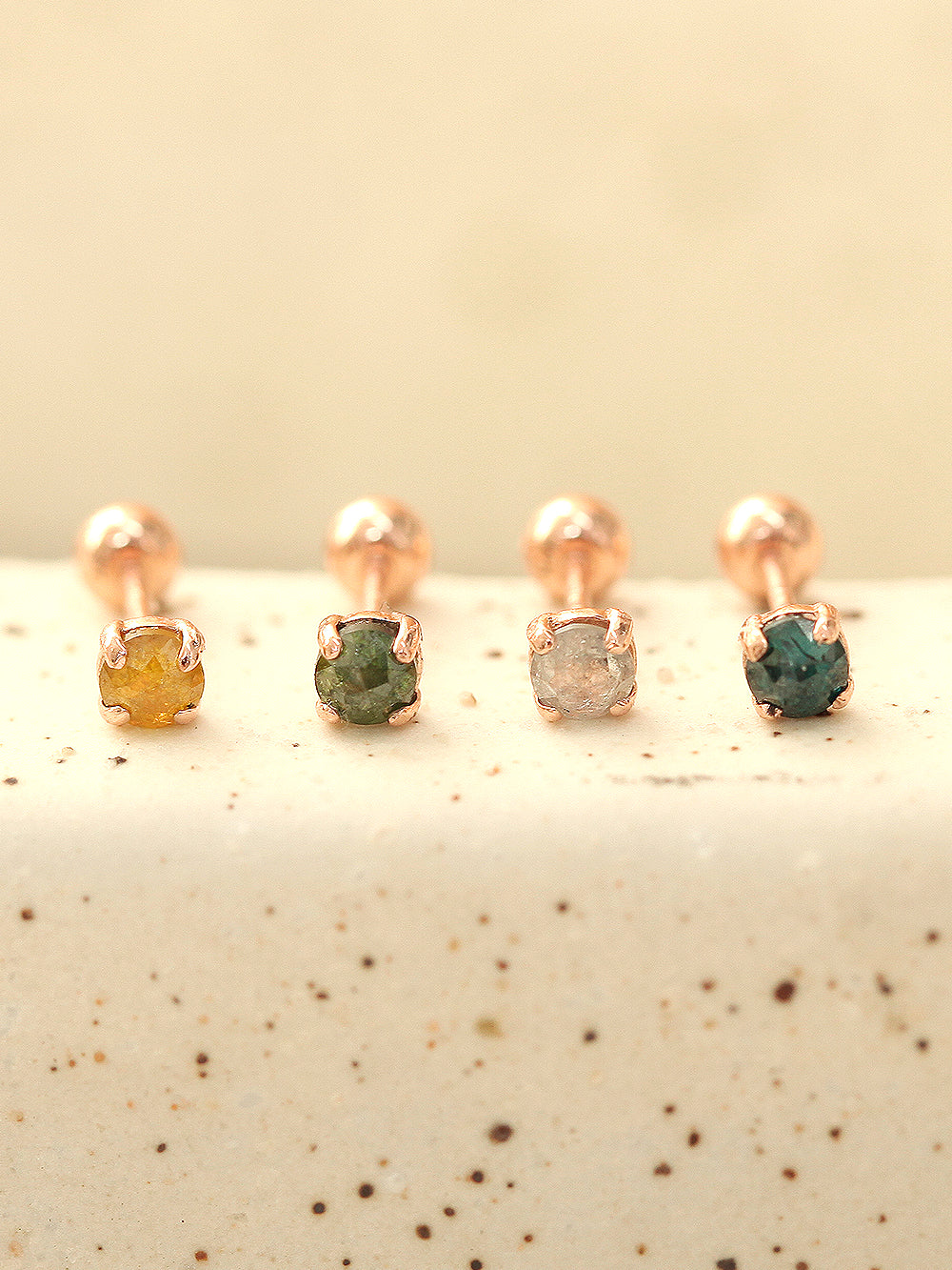 14K Gold Daily Rough Diamond Cartilage Earring 3mm 20G18G16G - Image 7