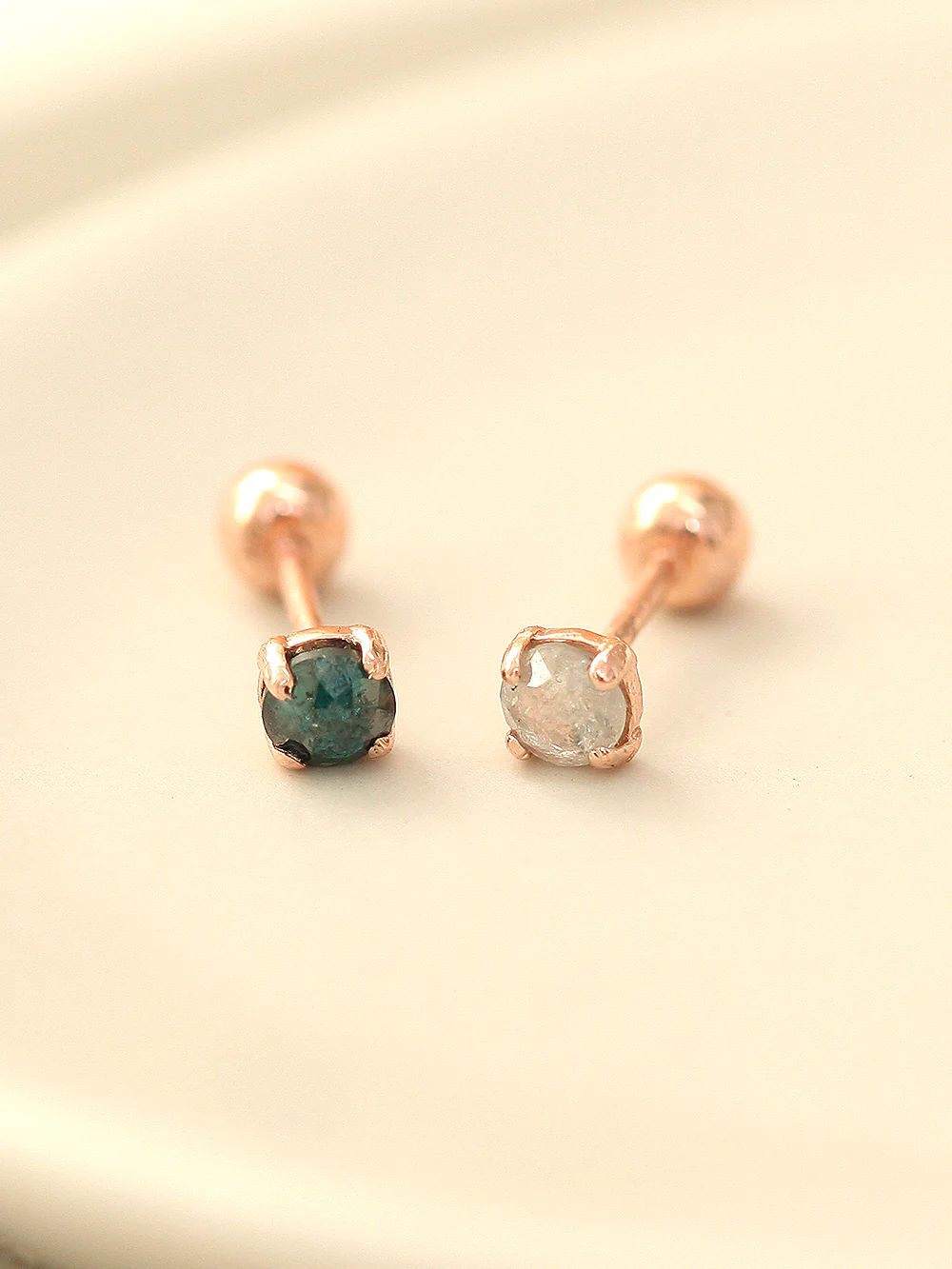 14K Gold Daily Rough Diamond Cartilage Earring 3mm 20G18G16G - Image 9