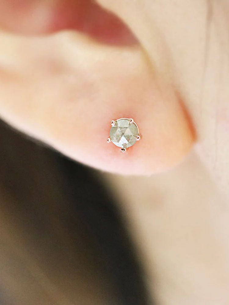 14K Gold Rough Diamond Cartilage Earring 4mm 18g - Image 13