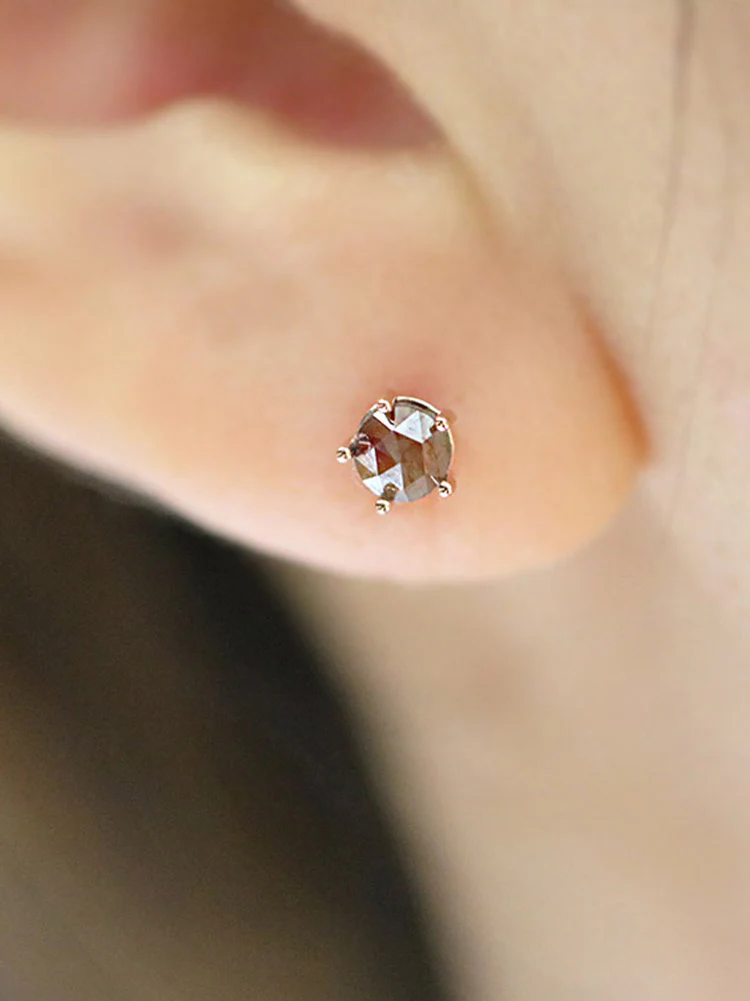 14K Gold Rough Diamond Cartilage Earring 4mm 18g - Image 4