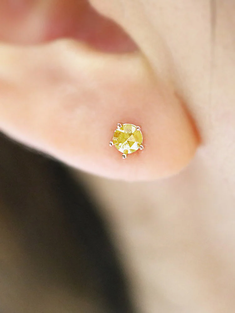 14K Gold Rough Diamond Cartilage Earring 4mm 18g - Image 6