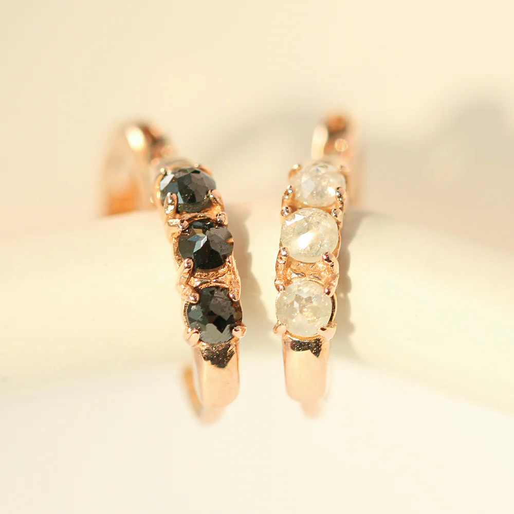 14K Gold Rough Diamond Hoop Earring - Image 11