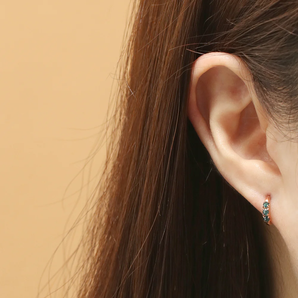 14K Gold Rough Diamond Hoop Earring - Image 17