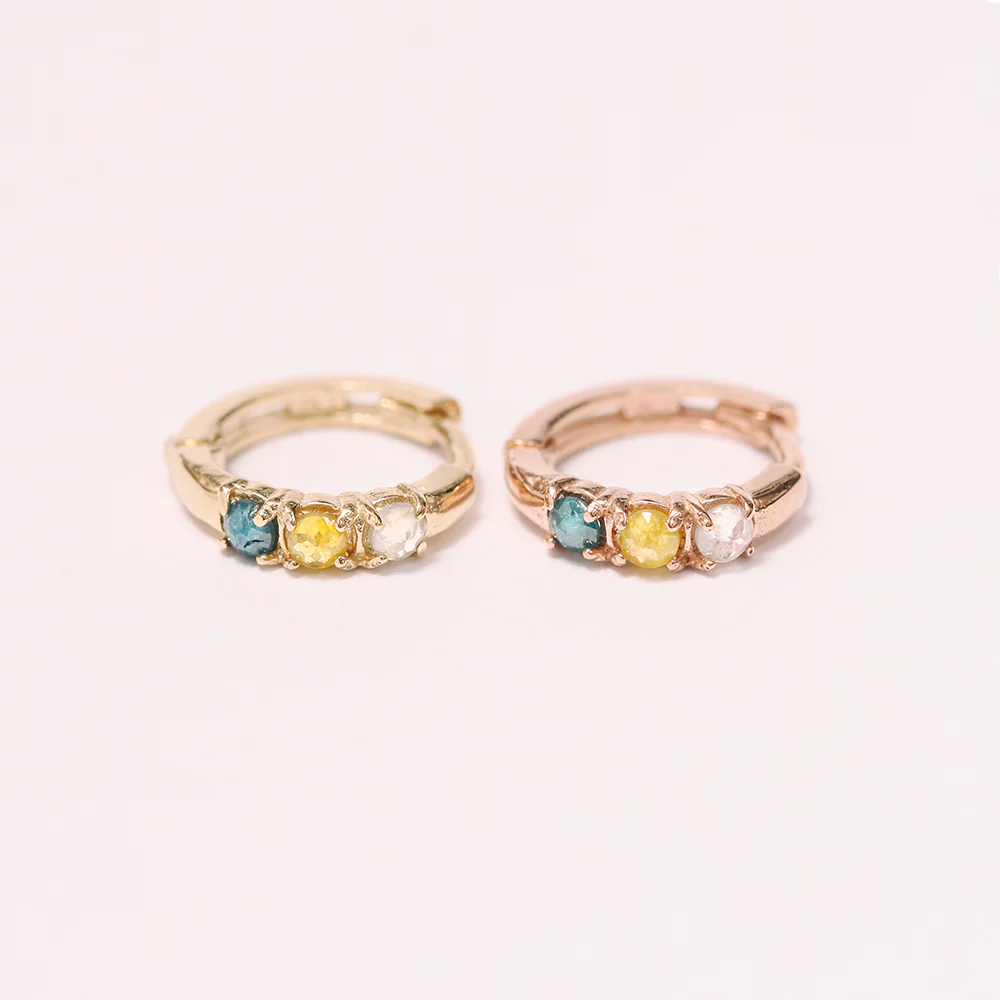 14K Gold Rough Diamond Hoop Earring - Image 18