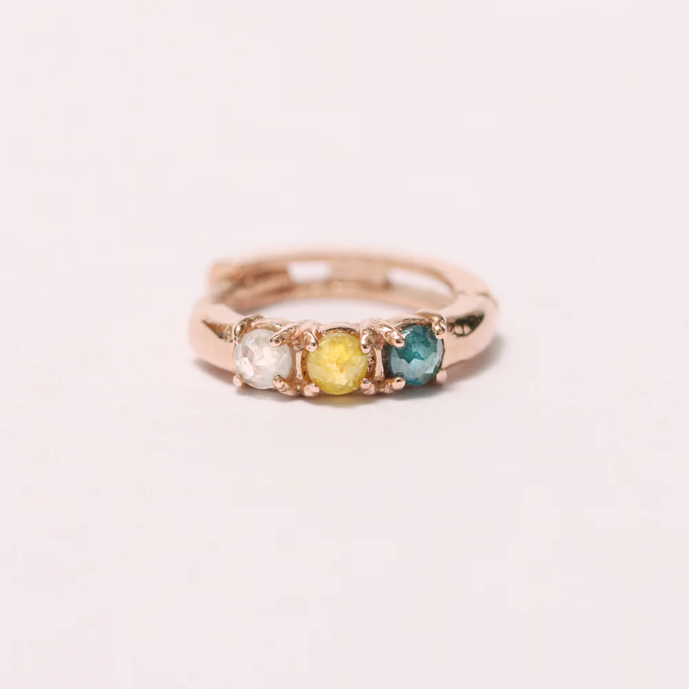 14K Gold Rough Diamond Hoop Earring - Image 19