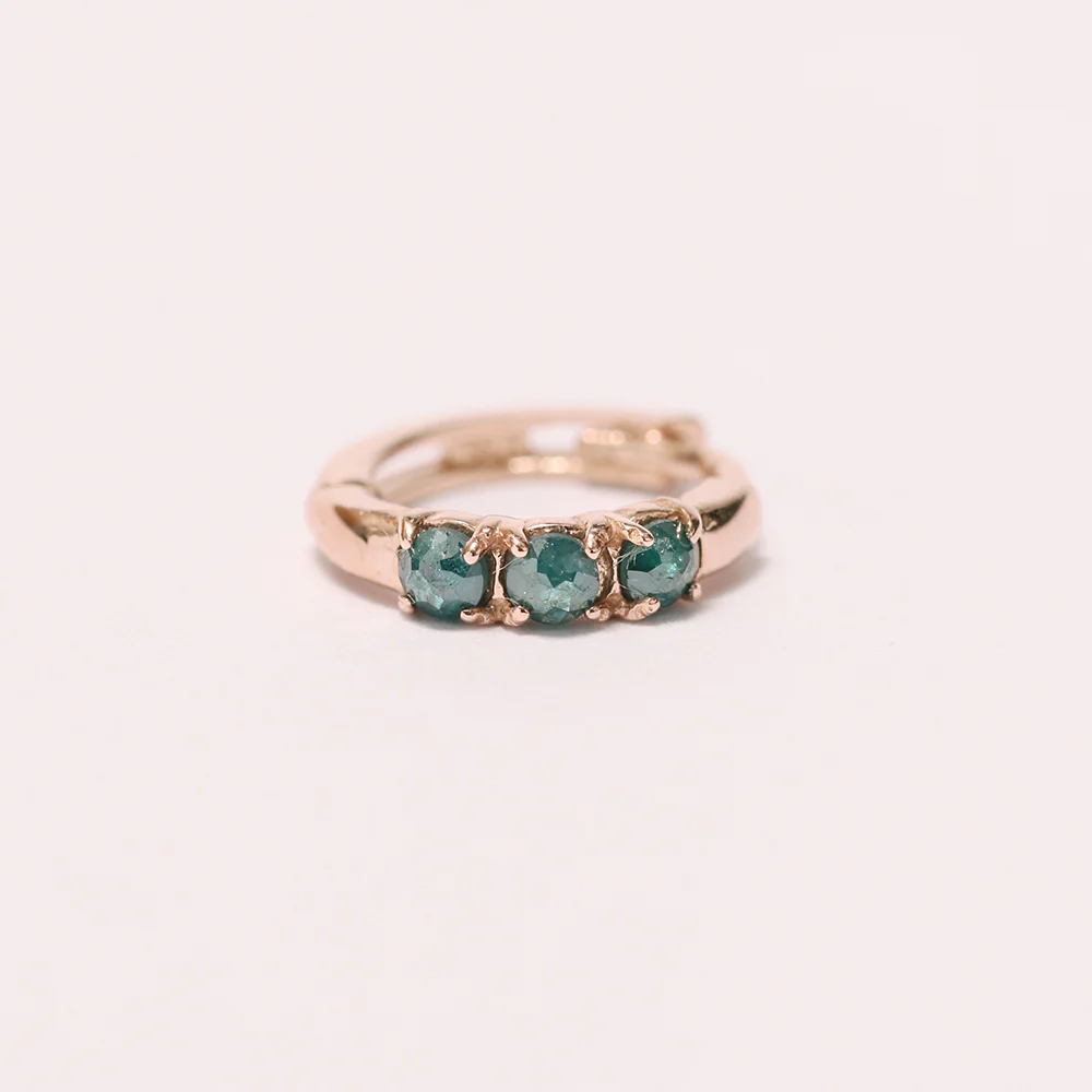 14K Gold Rough Diamond Hoop Earring - Image 20