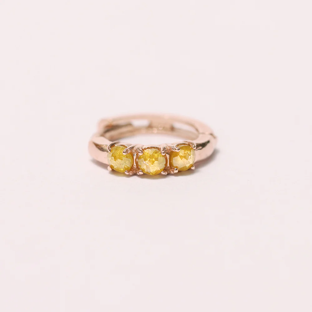 14K Gold Rough Diamond Hoop Earring - Image 21