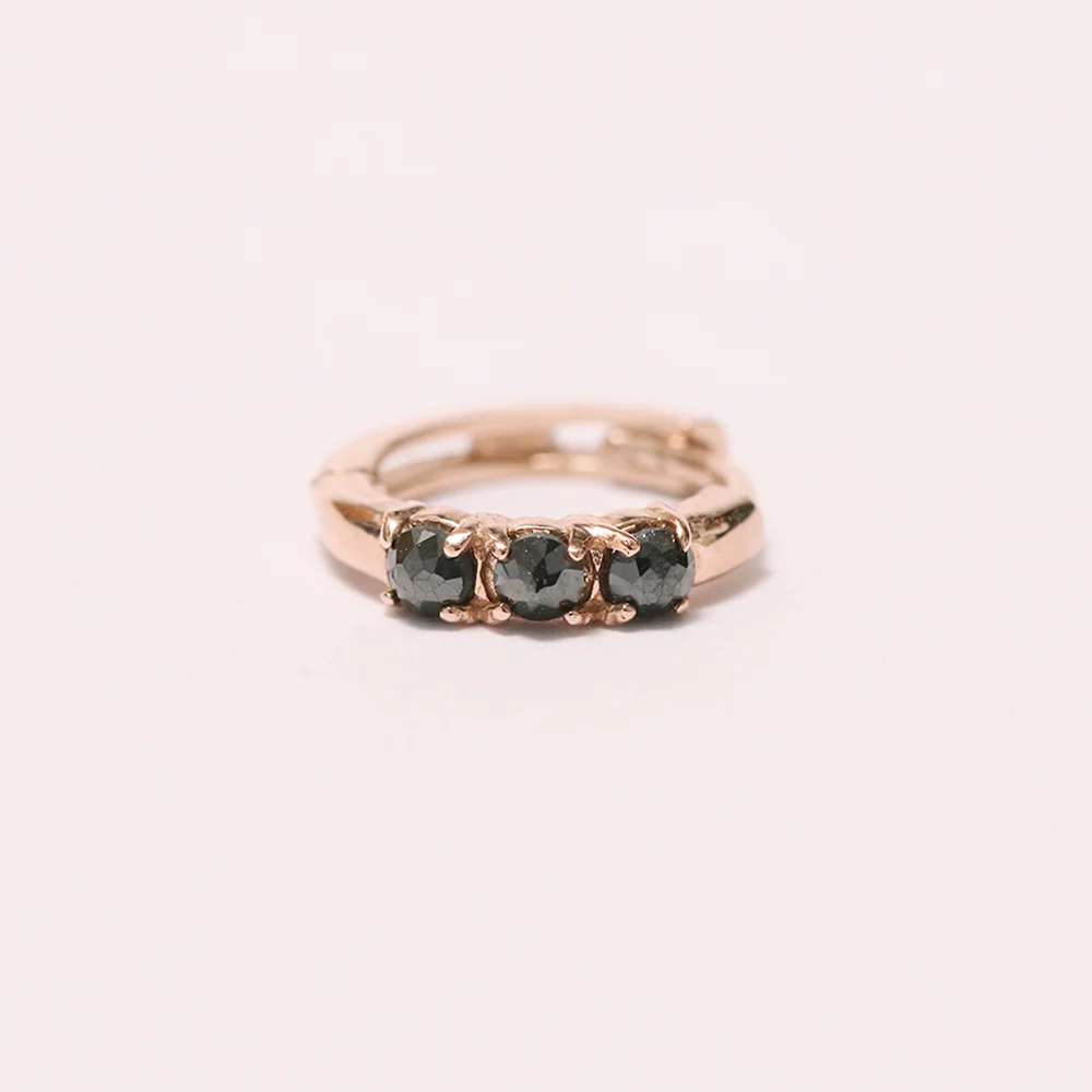 14K Gold Rough Diamond Hoop Earring - Image 23