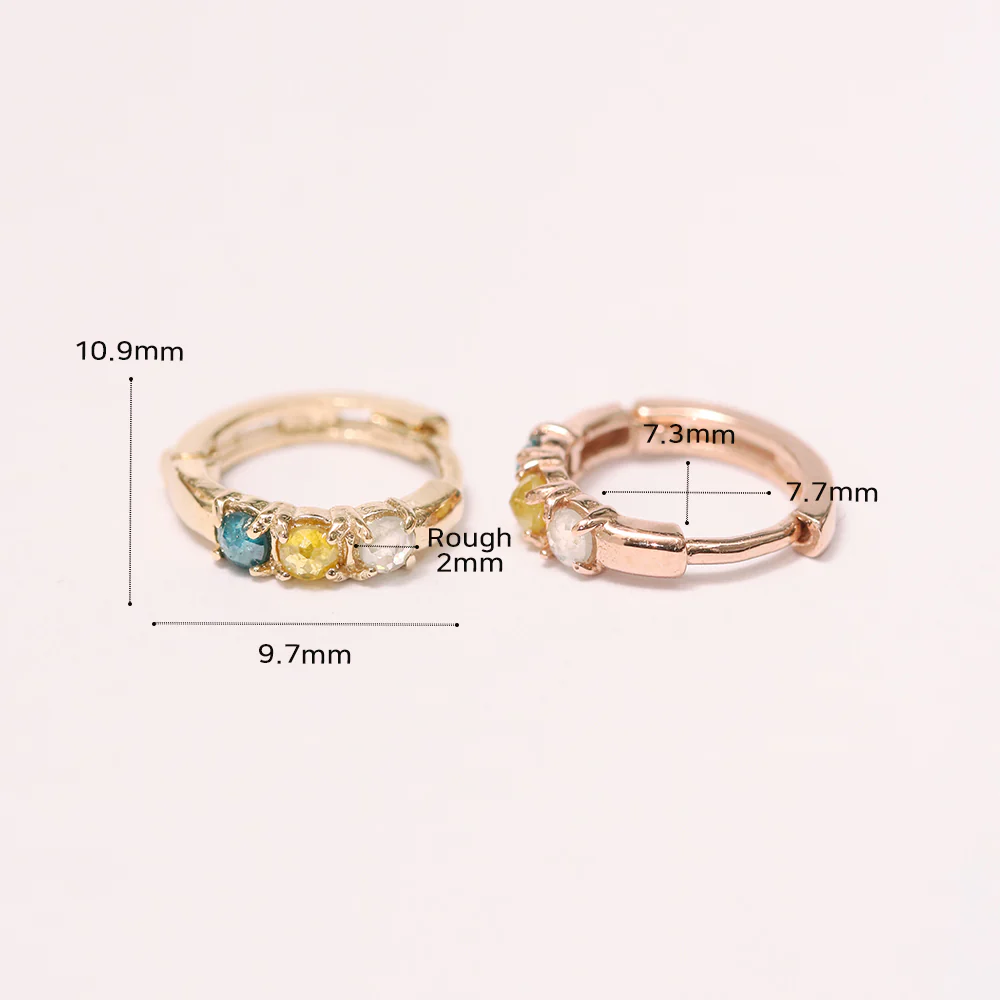 14K Gold Rough Diamond Hoop Earring - Image 25