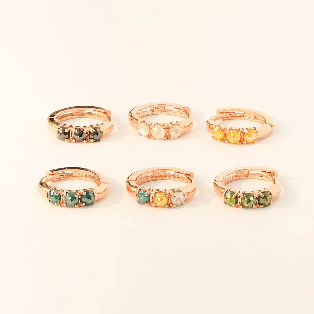 14K Gold Rough Diamond Hoop Earring - Image 4
