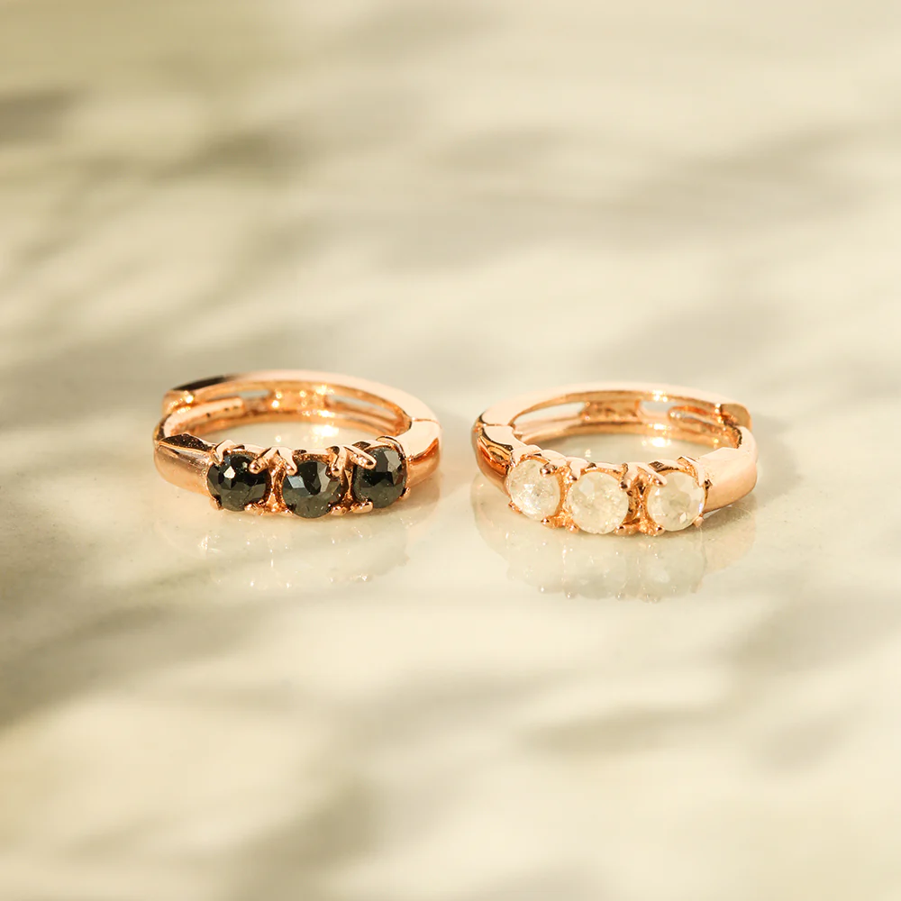 14K Gold Rough Diamond Hoop Earring - Image 6