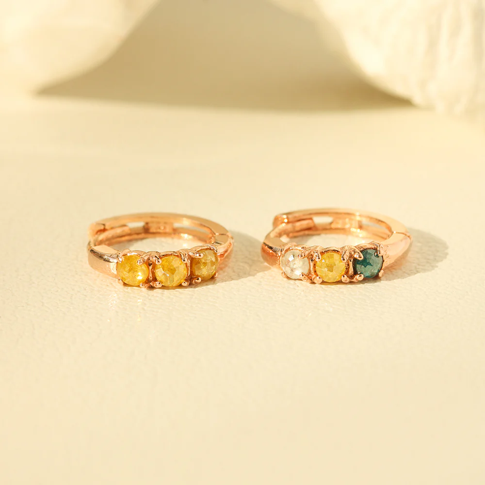 14K Gold Rough Diamond Hoop Earring - Image 7