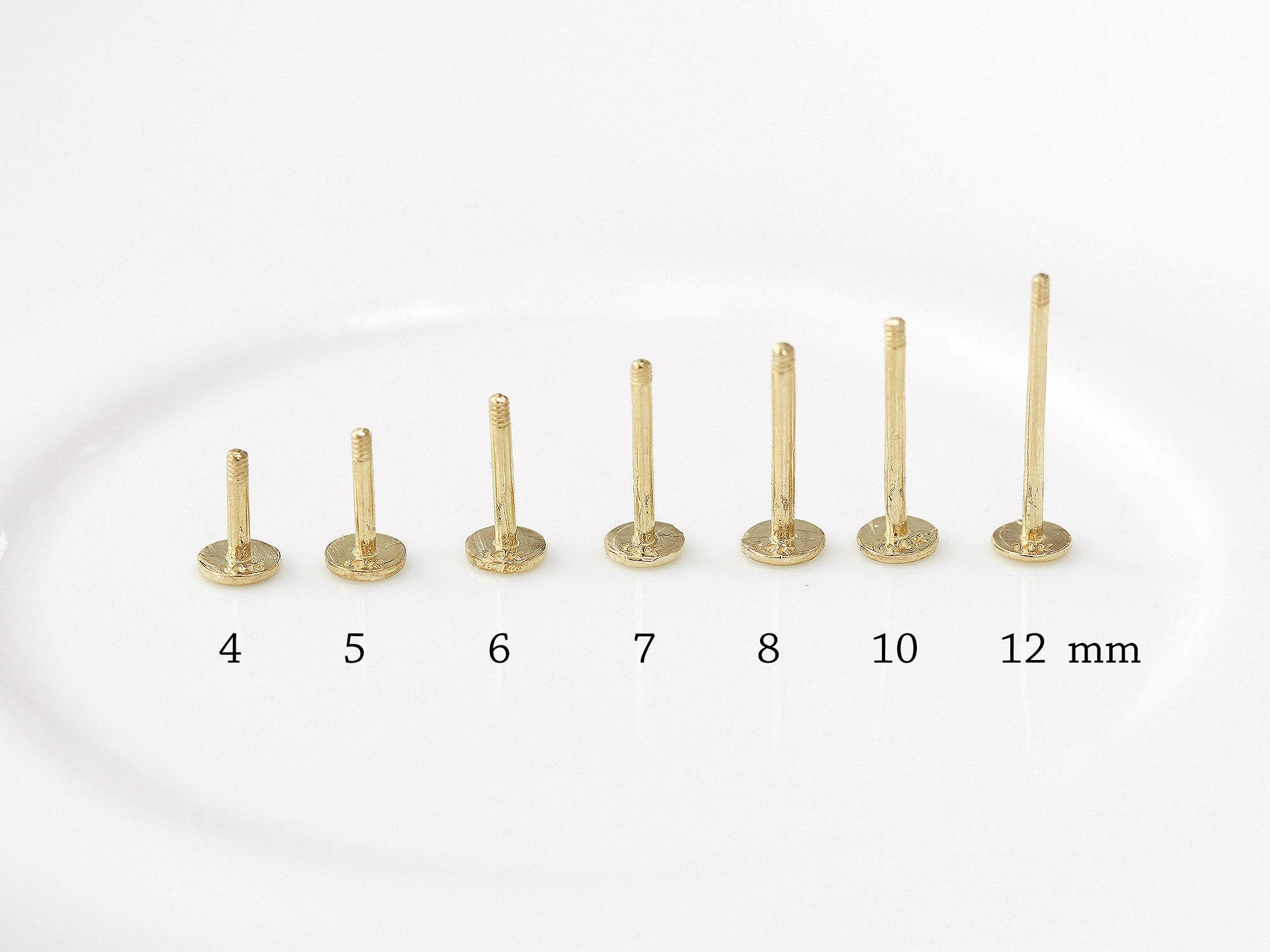 14K Gold Rough Diamond Labret Piercing 2mm, 3mm, 4mm 18G16G - Image 8