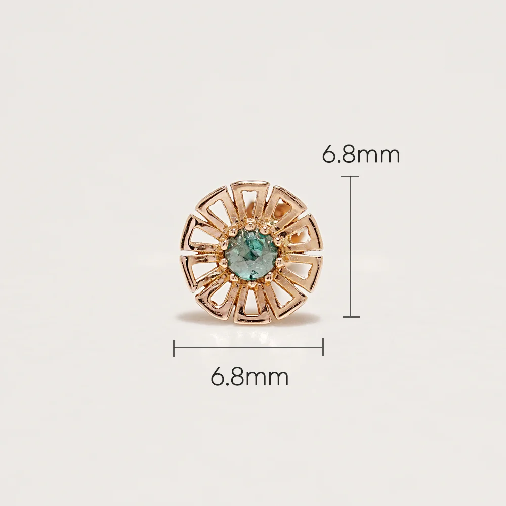 14K Gold Rough Diamond Solar Cartilage Earring 18G - Image 6