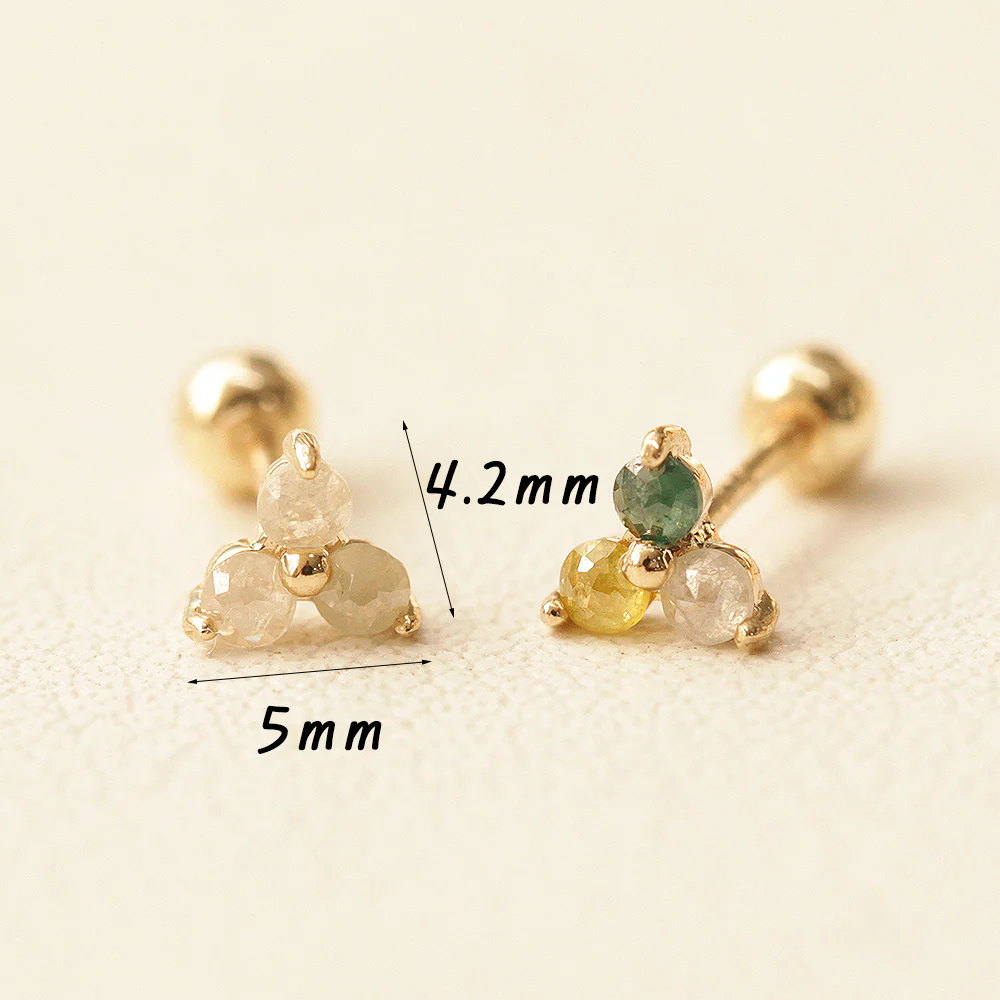 14K Gold Rough Diamond Triangle Cartilage Earring 20G18G16G - Image 12