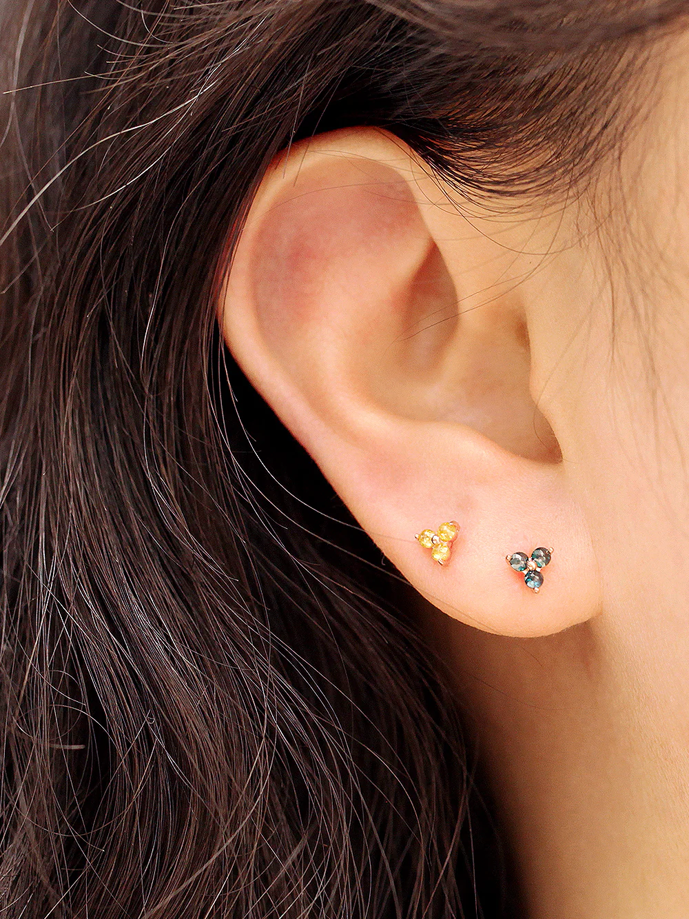 14K Gold Rough Diamond Triangle Cartilage Earring 20G18G16G - Image 5