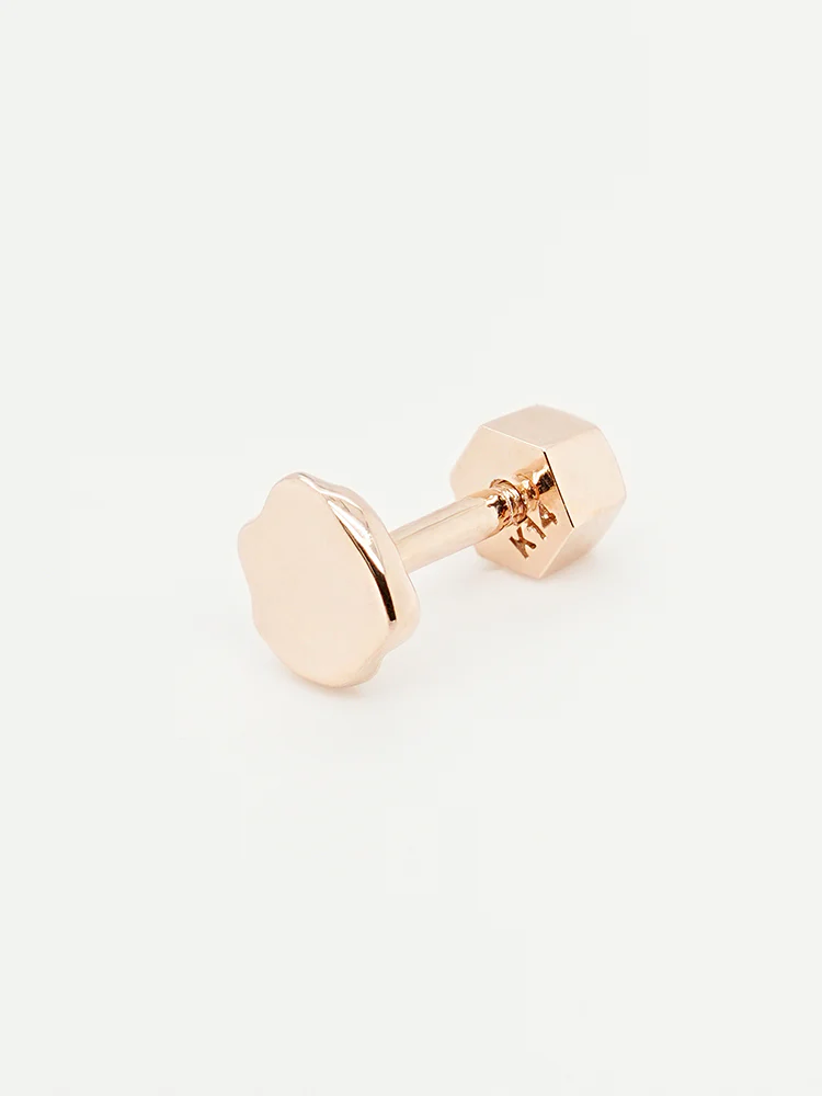 14K Gold Rough Disc Cartilage Earring 18G - Image 13