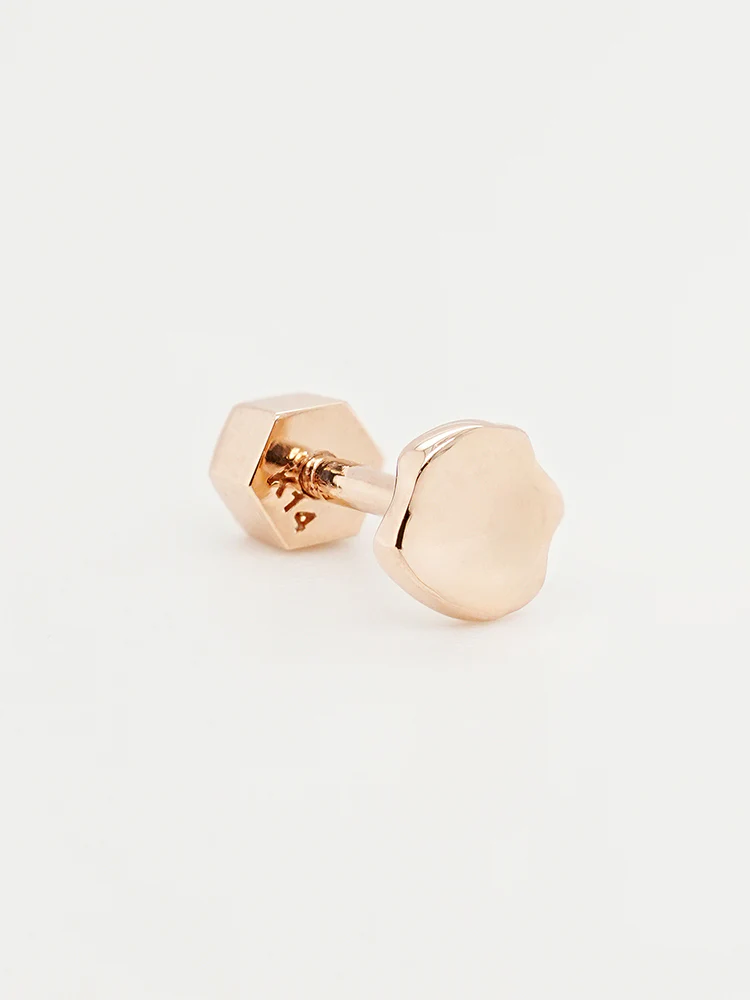 14K Gold Rough Disc Cartilage Earring 18G - Image 14