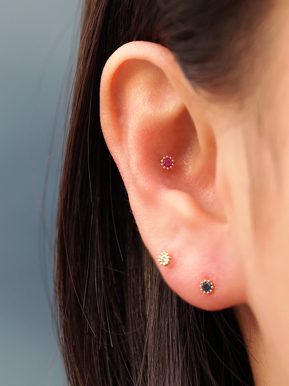 14K Gold Minimi Round Cubic Cartilage Earring 20G18G16G - Image 10