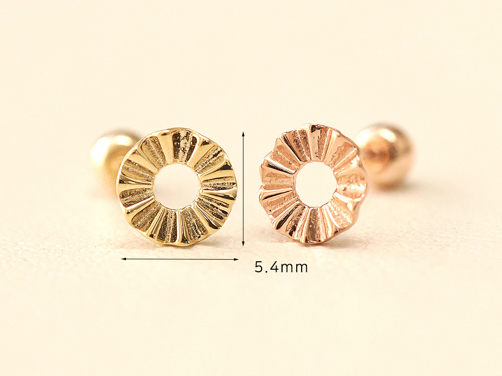14K Gold Round Cutting Cartilage Earring 20G - Image 9