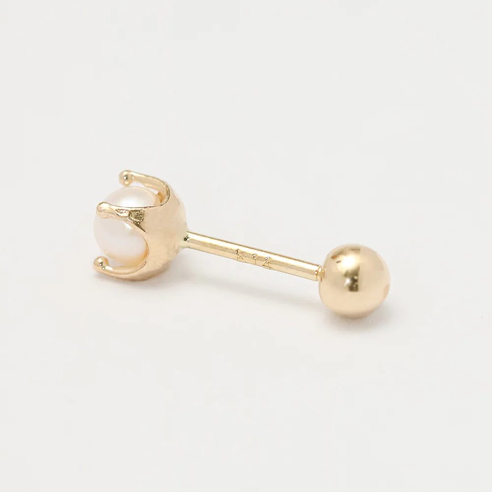 14K Gold Round Fresh Water Pearl Cartilage Earring 20G18G16G - Image 11