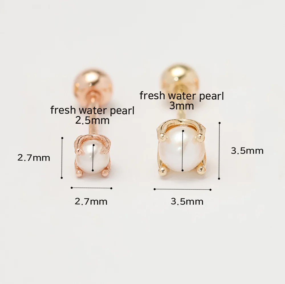 14K Gold Round Fresh Water Pearl Cartilage Earring 20G18G16G - Image 12