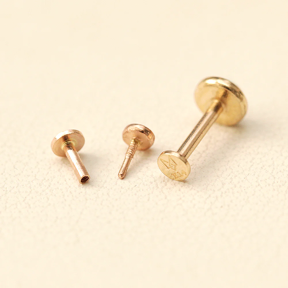 14K Gold Round Opal Internally Threaded Labret Piercing 18G16G - Image 12