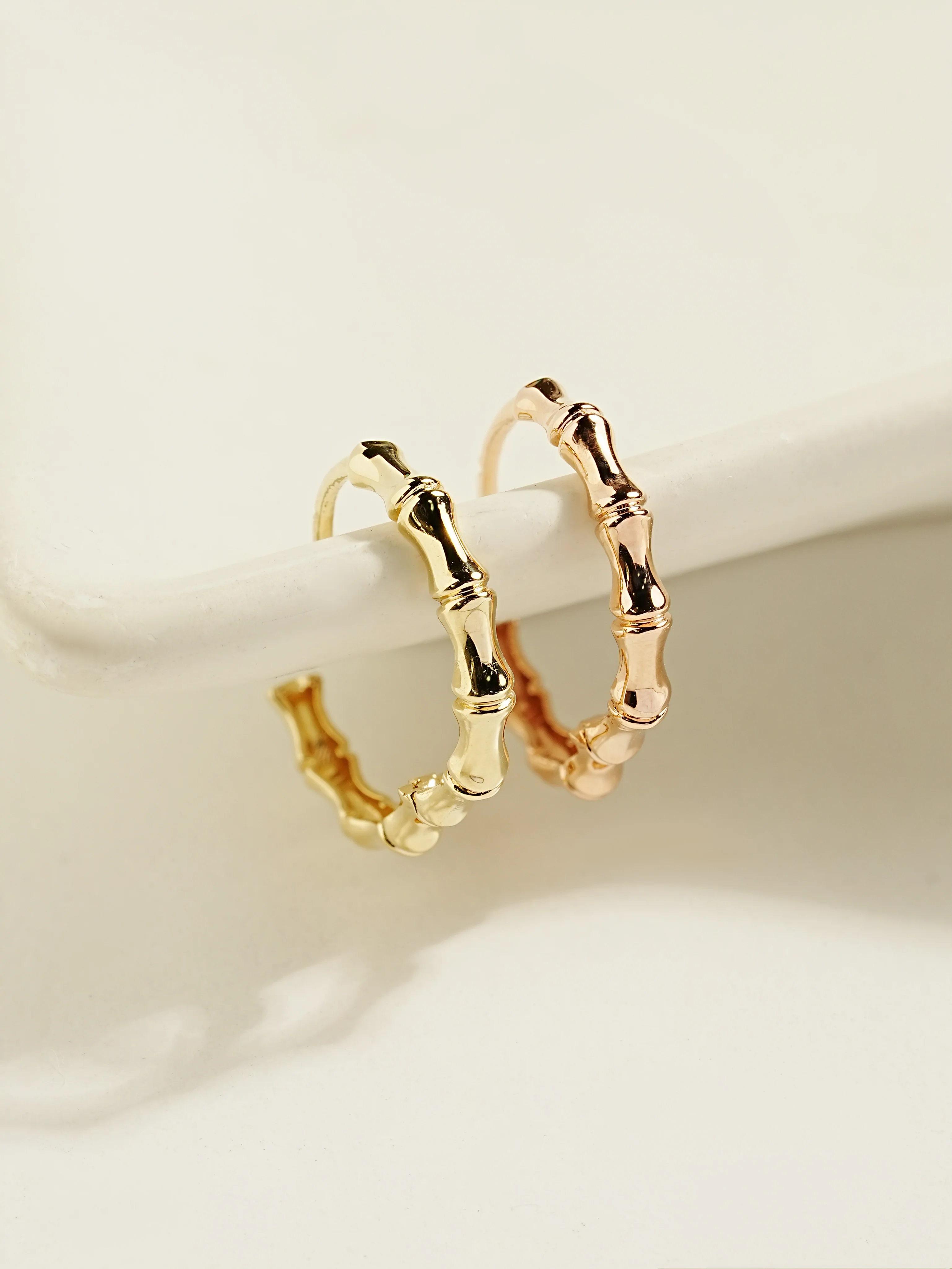 14K Gold Round Wave Hoop Earring - Image 8