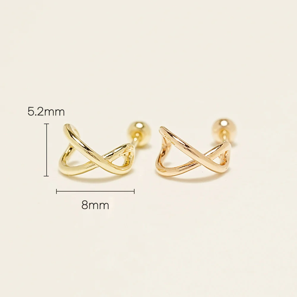14K Gold Roundy Cross Ring Cartilage Earring 20G18G16G - Image 10