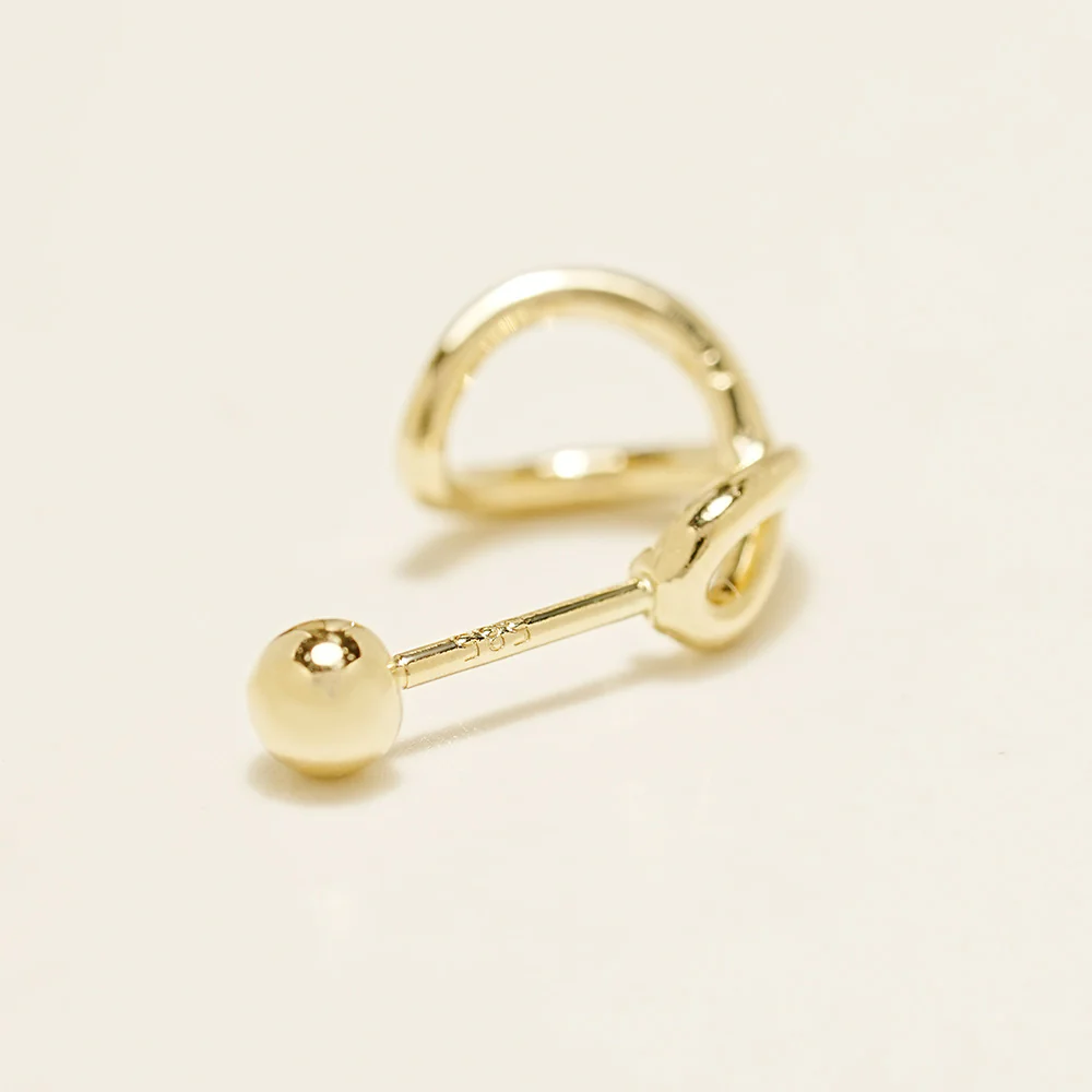 14K Gold Roundy Cross Ring Cartilage Earring 20G18G16G - Image 12
