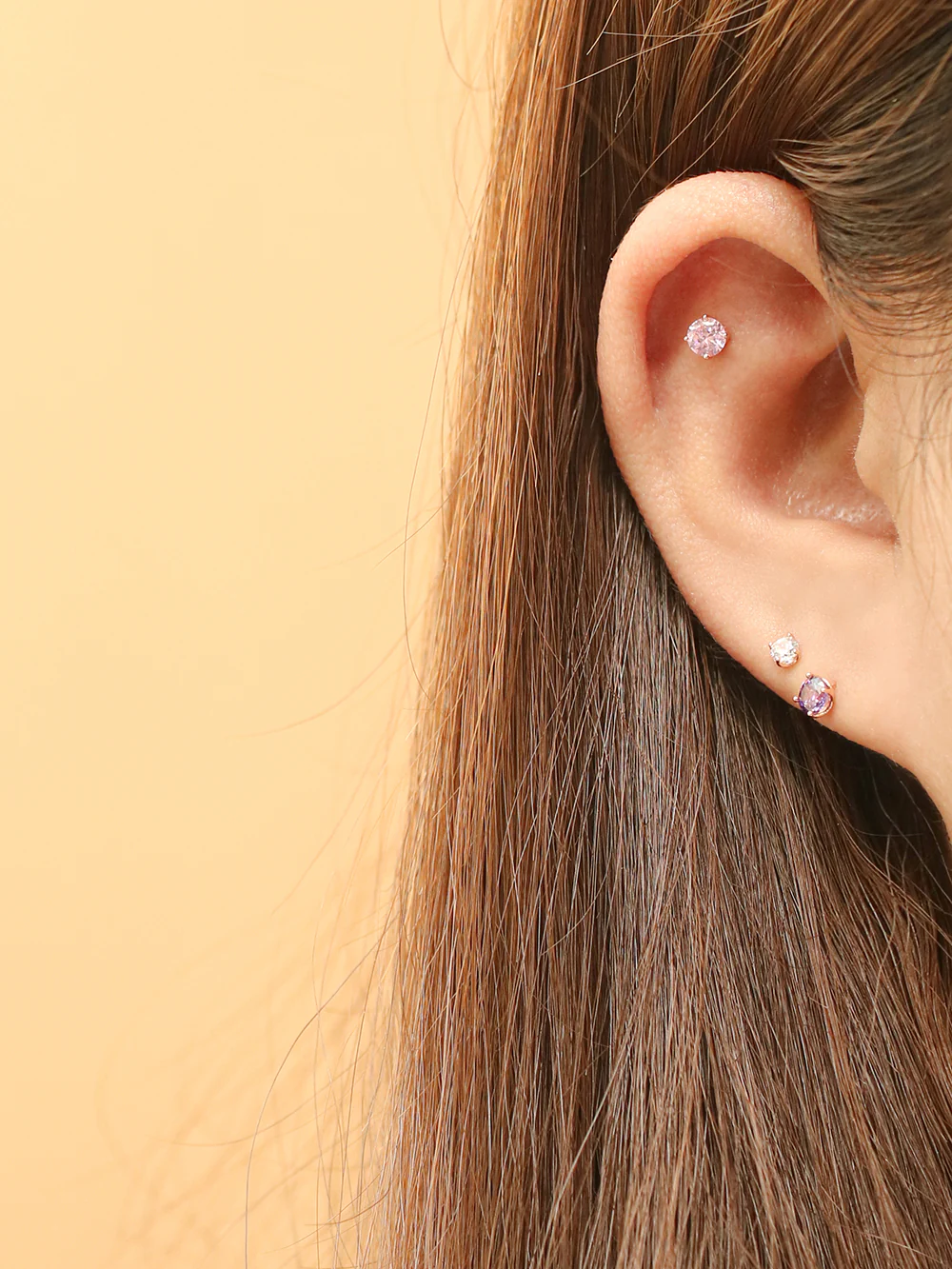 14K Gold Royal Color Cubics Cartilage Earring 20G18G16G - Image 2