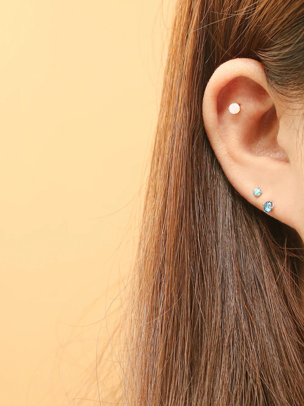 14K Gold Royal Color Cubics Cartilage Earring 20G18G16G - Image 4