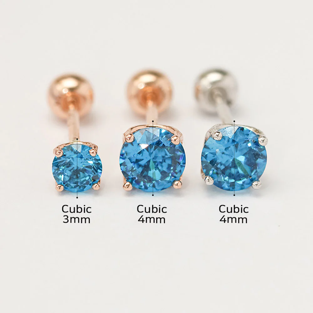 14K Gold Royal Color Cubics Cartilage Earring 20G18G16G - Image 9