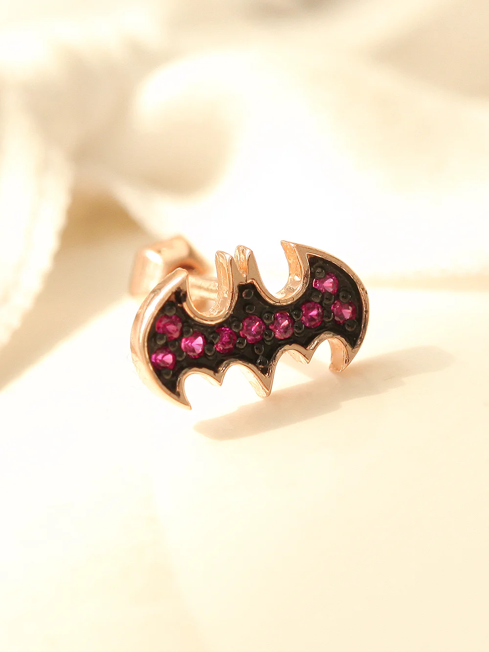 14K Gold Ruby Bat Cartilage Earring 18G16G - Image 8